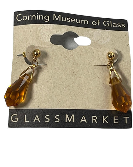 Corning Museum of glass NY glass market pierced dangle earrings amber crystal