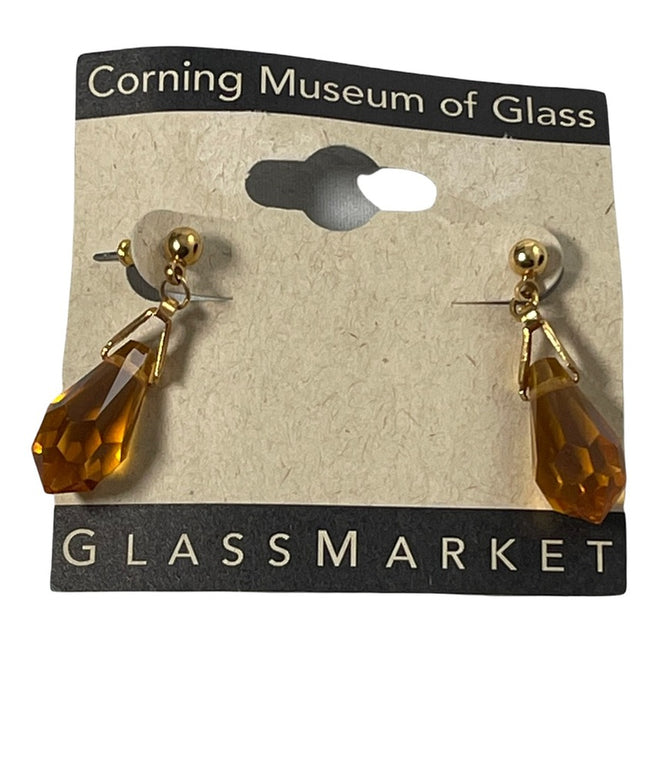 Corning Museum of glass NY glass market pierced dangle earrings amber crystal