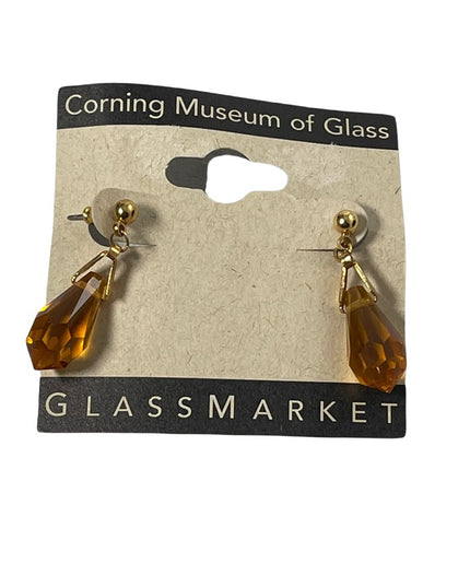 Corning Museum of glass NY glass market pierced dangle earrings amber crystal