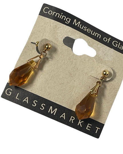 Corning Museum of glass NY glass market pierced dangle earrings amber crystal