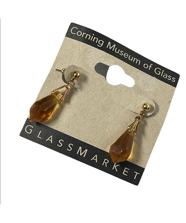 Corning Museum of glass NY glass market pierced dangle earrings amber crystal