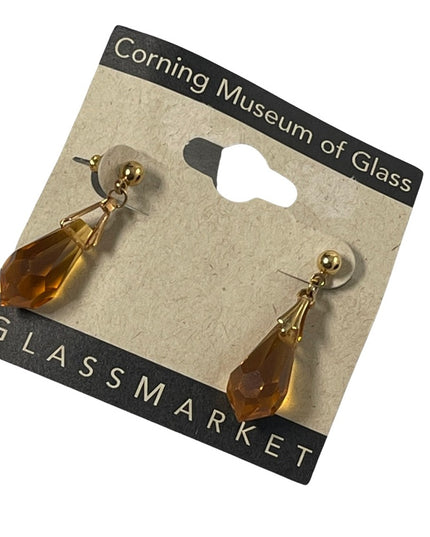 Corning Museum of glass NY glass market pierced dangle earrings amber crystal
