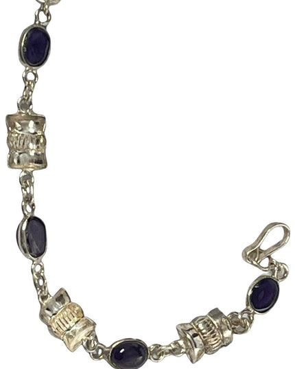 Vintage sterling silver amethyst bracelet link