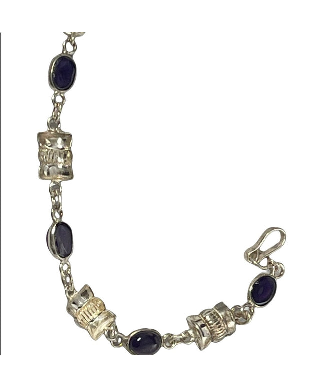 Vintage sterling silver amethyst bracelet link