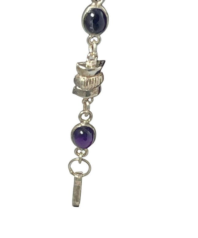 Vintage sterling silver amethyst bracelet link