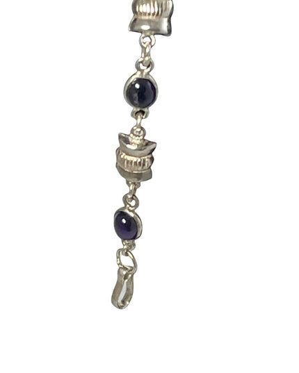 Vintage sterling silver amethyst bracelet link
