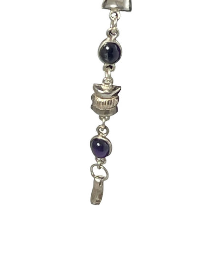 Vintage sterling silver amethyst bracelet link