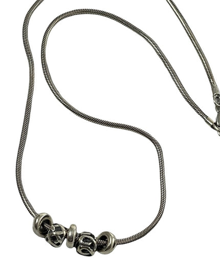 Sterling silver 925 snake chain necklace with charms 16”