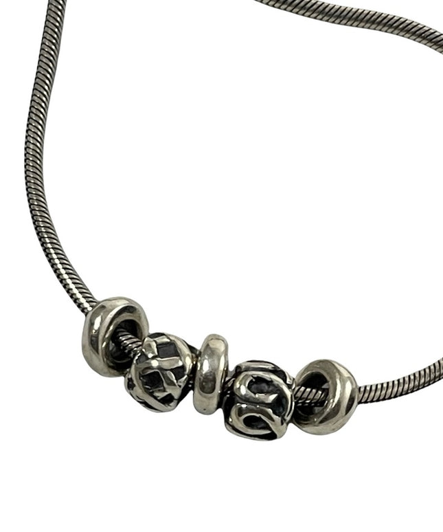 Sterling silver 925 snake chain necklace with charms 16”