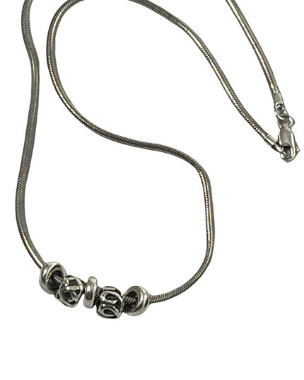 Sterling silver 925 snake chain necklace with charms 16”