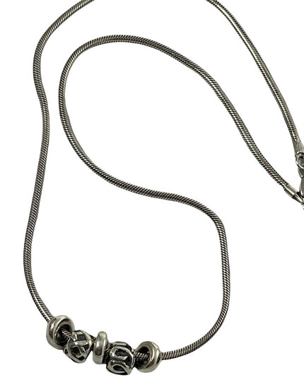 Sterling silver 925 snake chain necklace with charms 16”