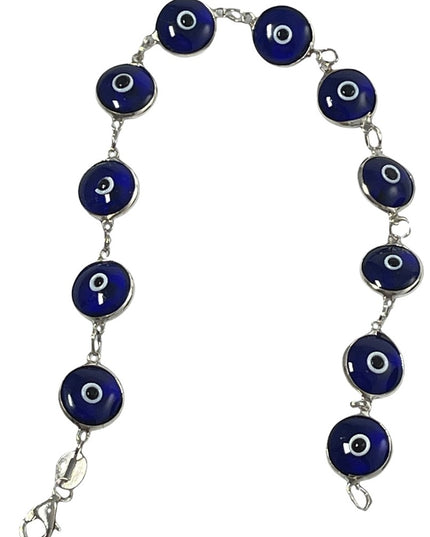 Sterling silver 925 blue glass evil eye bracelet