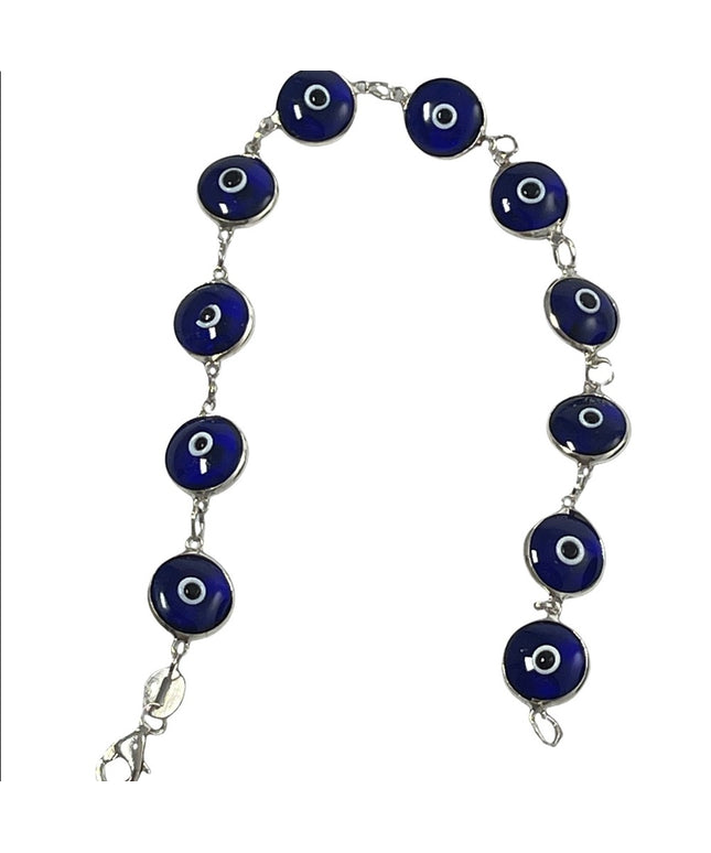 Sterling silver 925 blue glass evil eye bracelet
