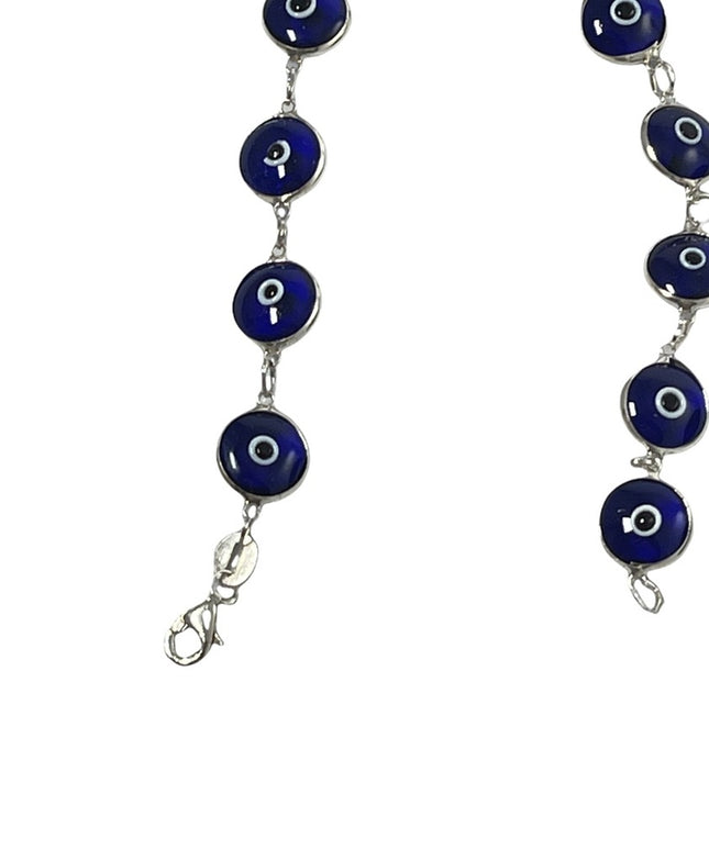 Sterling silver 925 blue glass evil eye bracelet