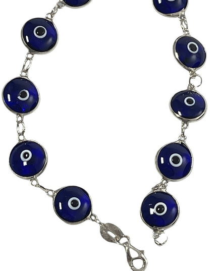 Sterling silver 925 blue glass evil eye bracelet