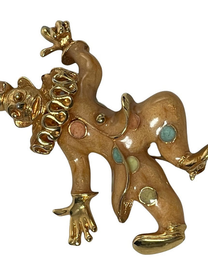 Fun enamel circus clown brooch pendant