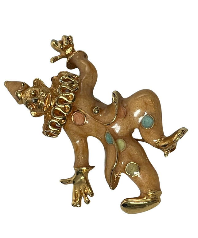 Fun enamel circus clown brooch pendant