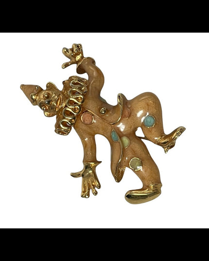 Fun enamel circus clown brooch pendant