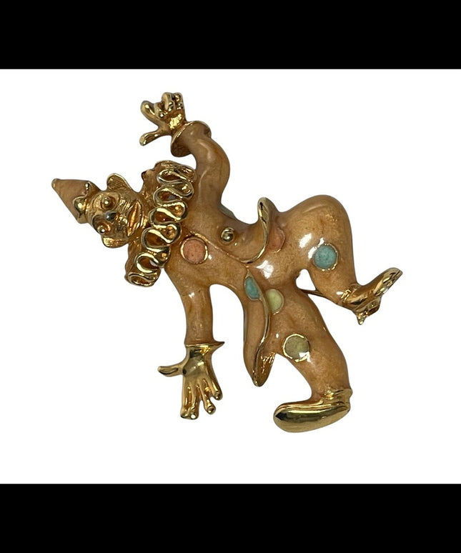 Fun enamel circus clown brooch pendant