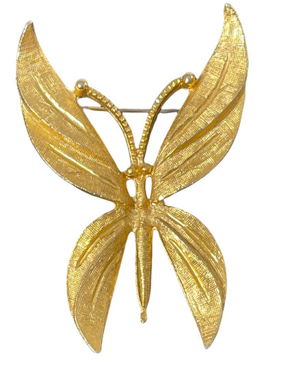 BSK Gold finish fancy large BUTTERFLY brooch