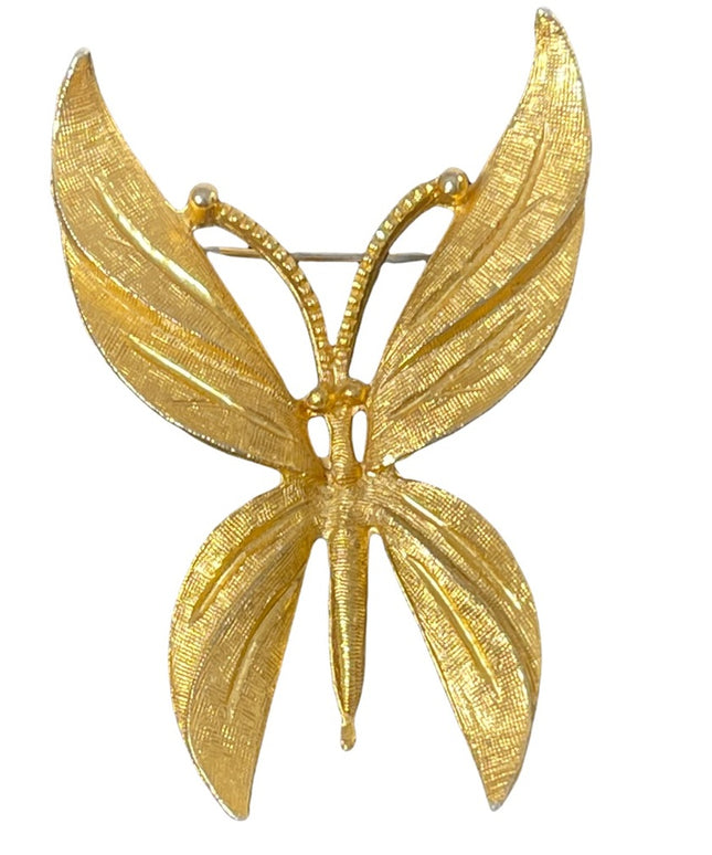BSK Gold finish fancy large BUTTERFLY brooch