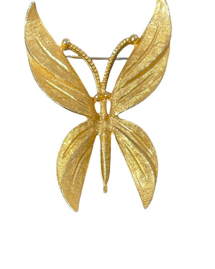 BSK Gold finish fancy large BUTTERFLY brooch