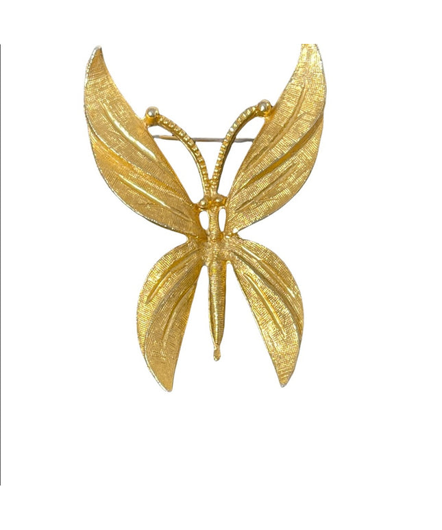 BSK Gold finish fancy large BUTTERFLY brooch