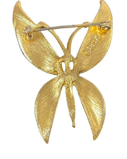 BSK Gold finish fancy large BUTTERFLY brooch