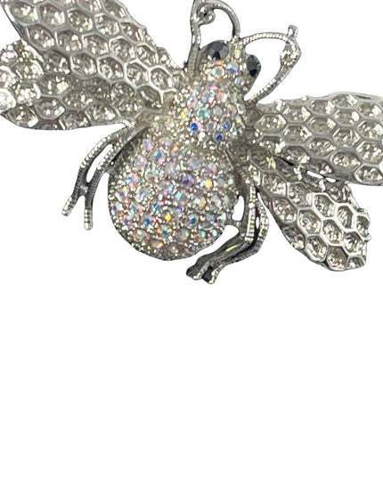 Large 2.5” Silver crystal BUMBLE BEE Brooch