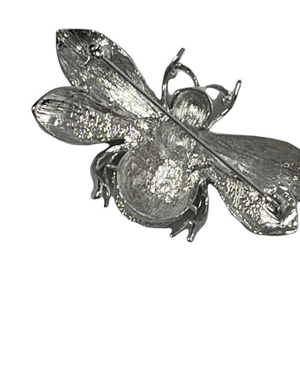 Large 2.5” Silver crystal BUMBLE BEE Brooch