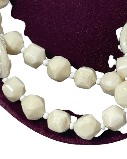 Vintage 1960s Lucite cameo beaded double necklace