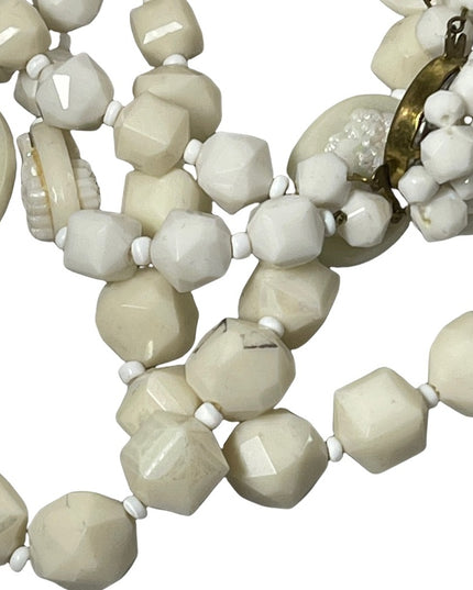 Vintage 1960s Lucite cameo beaded double necklace