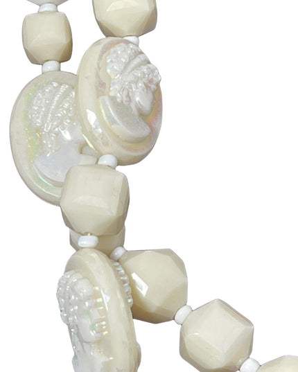 Vintage 1960s Lucite cameo beaded double necklace