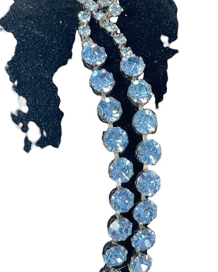 Vintage High Fashion Blue Sparkle crystal choker necklace silver
