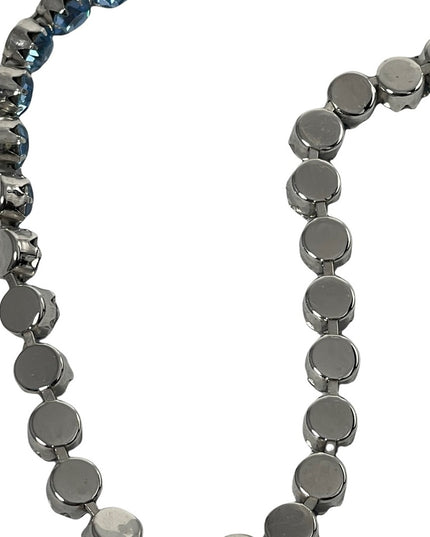 Vintage High Fashion Blue Sparkle crystal choker necklace silver