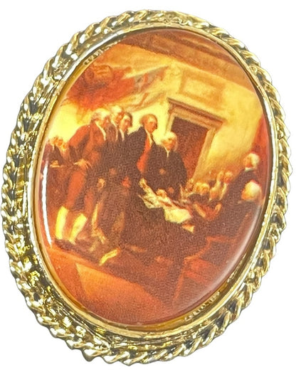 Vintage Gold finish Ceramic Cameo signing of Declaration of independance