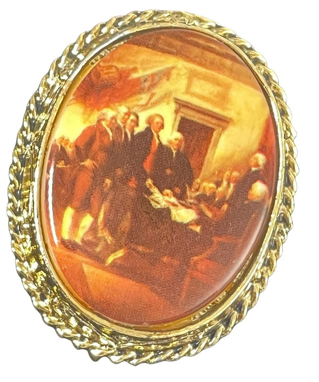 Vintage Gold finish Ceramic Cameo signing of Declaration of independance