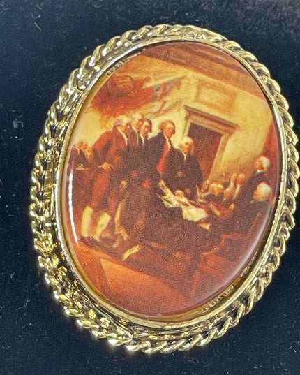 Vintage Gold finish Ceramic Cameo signing of Declaration of independance