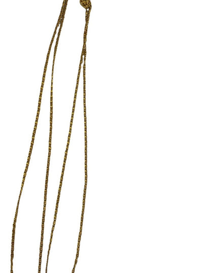 Vintage Goldette NY gold hand painted Guilloche pendant 2 strand LONG necklace