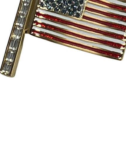 Vintage 1980s BUTLER rhinestone enameled USA flag gold finish brooch FAC
