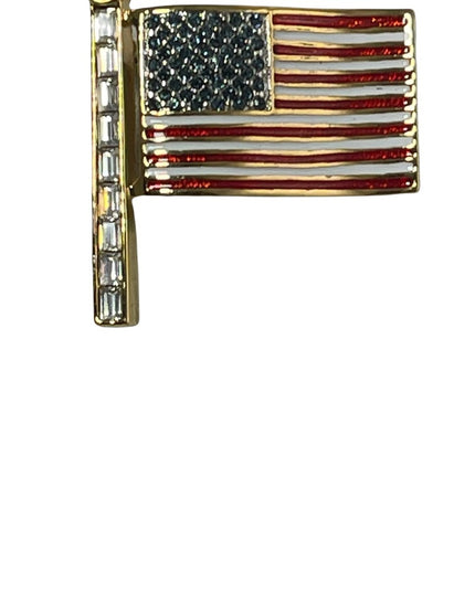 Vintage 1980s BUTLER rhinestone enameled USA flag gold finish brooch FAC