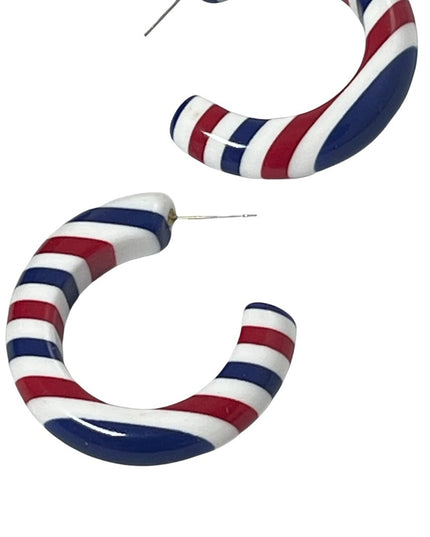 Vintage Red White blue Nautical patriotic US? Plastic hoop earrings