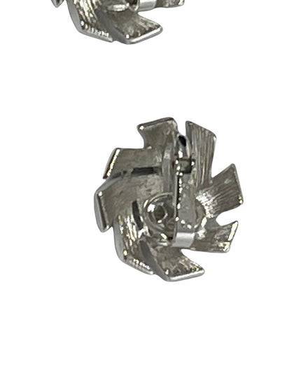 Vintage 1980s TRIFARI brushed silver finish branch design clip on earrings