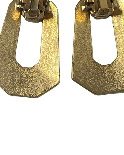 VTG 1980s Fancy Cream enamel & gold finish with crystal accents dangle earrings