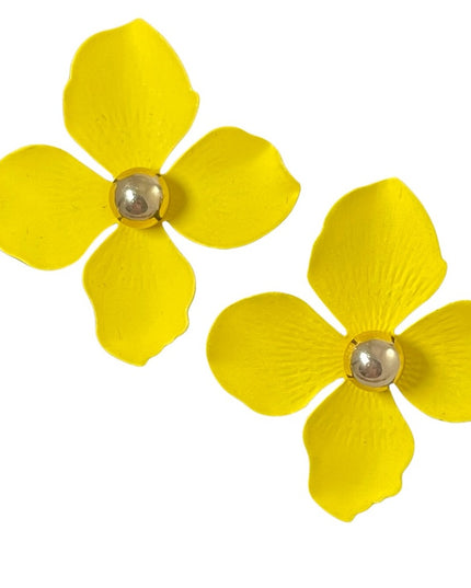 Fun Yellow flower large pierced earrings