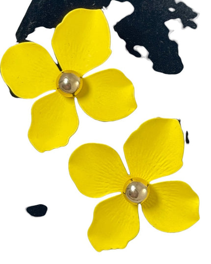 Fun Yellow flower large pierced earrings