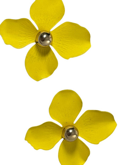 Fun Yellow flower large pierced earrings
