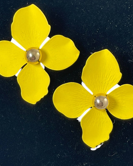 Fun Yellow flower large pierced earrings