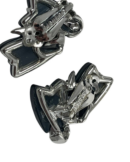 Vintage 1960s LISNER Thermoset silver gray clip on earrings