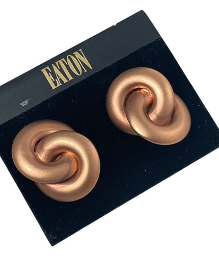 Vintage 1980s copper finish clip on chunky earrings EATONS